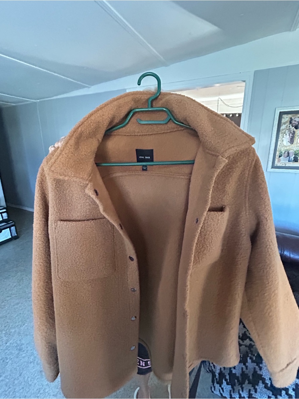 Love Tree women Tan Sherpa Shirt Jacket